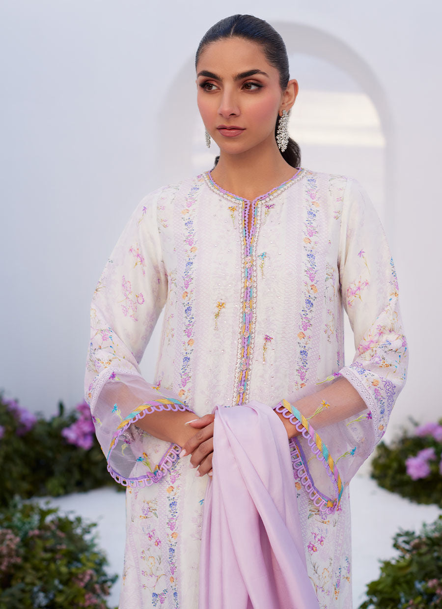 Farah Talib Aziz | Zaza Prints 24 | THISTLE LILAC SHIRT AND DUPATTA by Farah Talib Aziz - Designer Dress - Type: Ladies Clothes - Available at Libayah - 100% Original