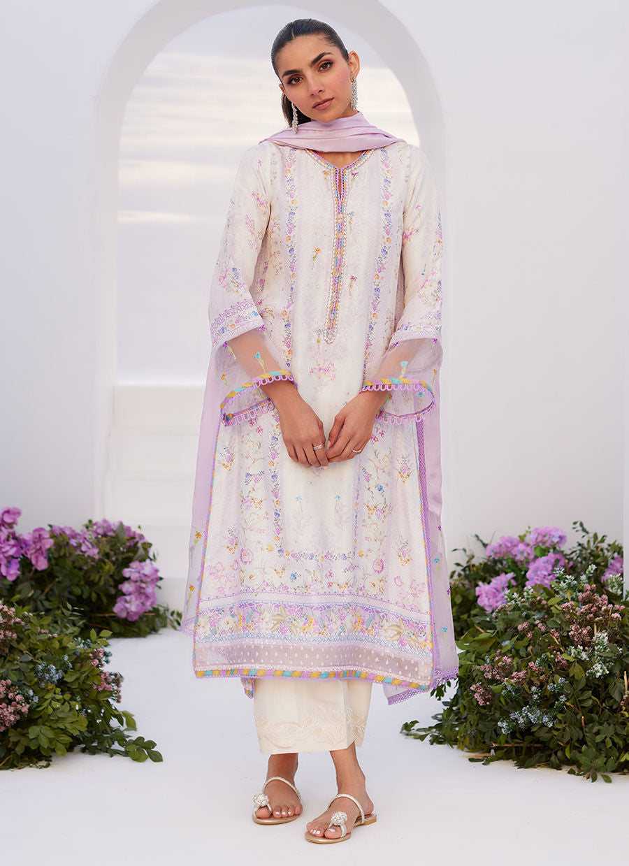 Farah Talib Aziz | Zaza Prints 24 | THISTLE LILAC SHIRT AND DUPATTA by Farah Talib Aziz - Designer Dress - Type: Ladies Clothes - Available at Libayah - 100% Original