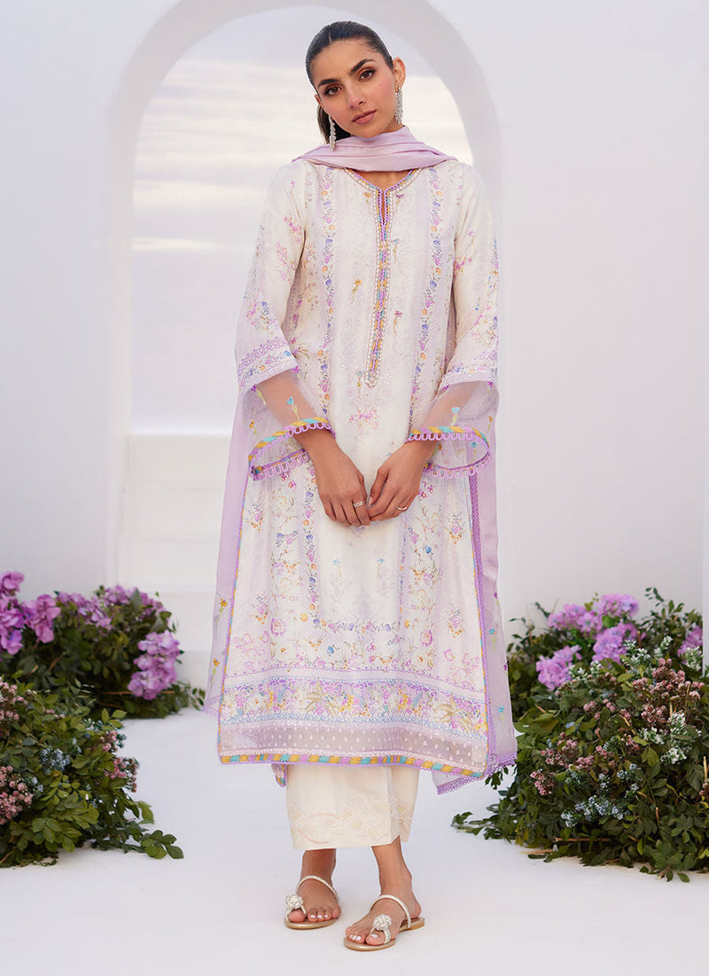 Farah Talib Aziz | Zaza Prints 24 | THISTLE LILAC SHIRT AND DUPATTA by Farah Talib Aziz - Designer Dress - Type: Ladies Clothes - Available at Libayah - 100% Original