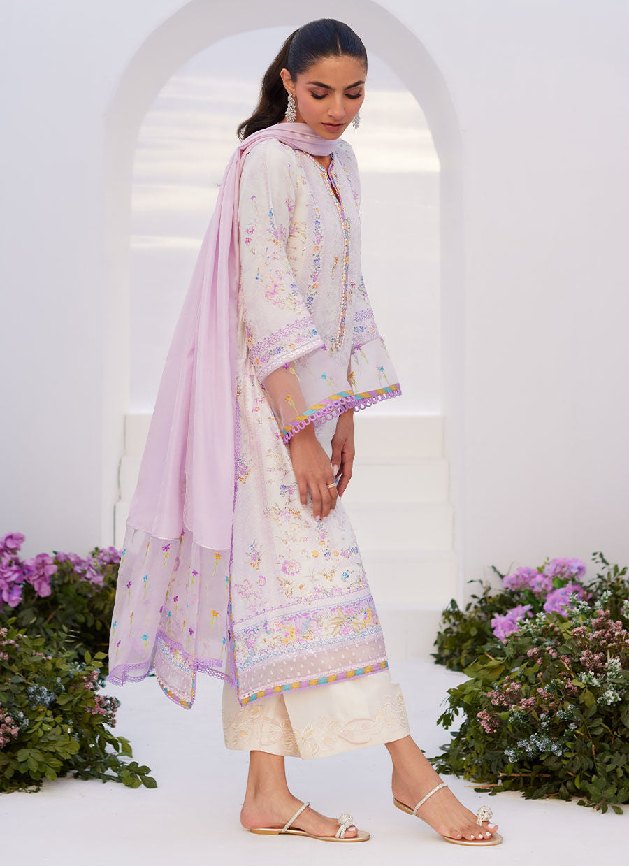 Farah Talib Aziz | Zaza Prints 24 | THISTLE LILAC SHIRT AND DUPATTA by Farah Talib Aziz - Designer Dress - Type: Ladies Clothes - Available at Libayah - 100% Original