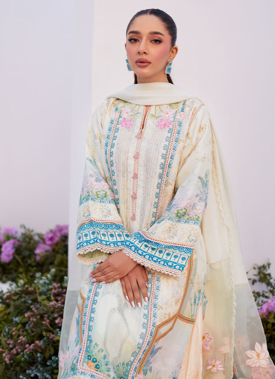 Farah Talib Aziz | Zaza Prints 24 | TURKISH AQUA SHIRT AND DUPATTA by Farah Talib Aziz - Designer Dress - Type: Ladies Clothes - Available at Libayah - 100% Original