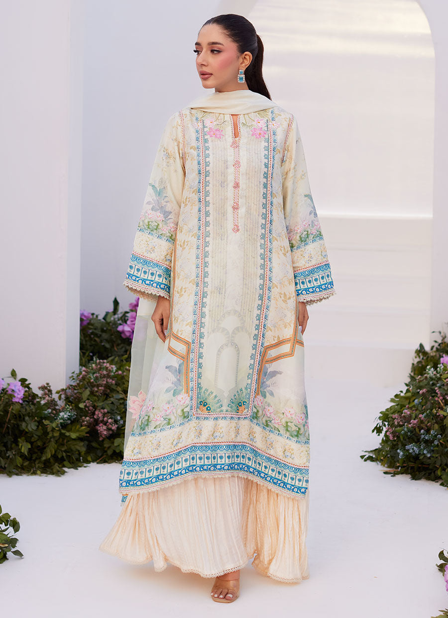 Farah Talib Aziz | Zaza Prints 24 | TURKISH AQUA SHIRT AND DUPATTA by Farah Talib Aziz - Designer Dress - Type: Ladies Clothes - Available at Libayah - 100% Original