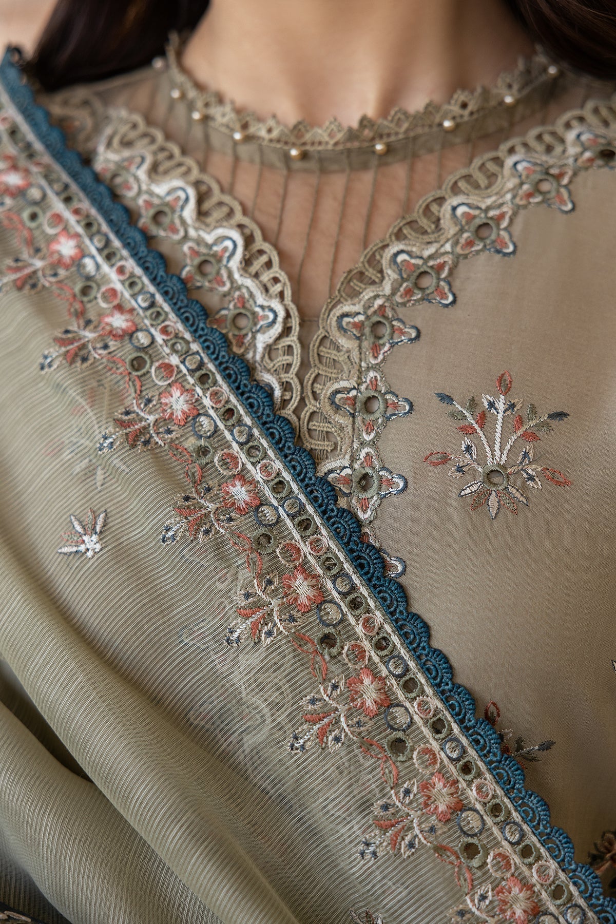 Farasha | Bahaar Embroidered Lawn | Whimsical Sage by Farasha - Designer Dress - Type: Ladies Clothes - Available at Libayah - 100% Original