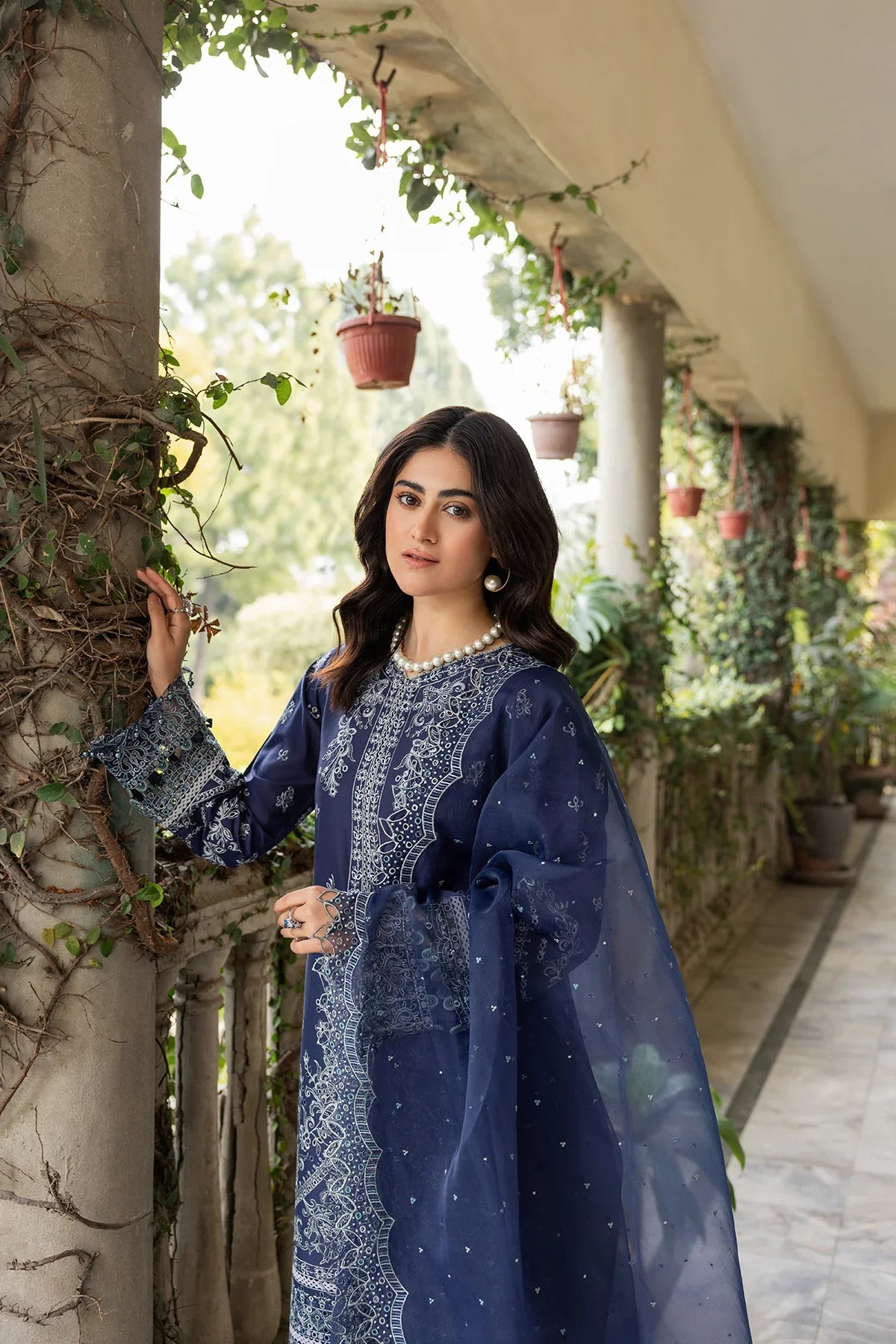 Farasha | Bahaar Embroidered Lawn | Blue Ochre by Farasha - Designer Dress - Type: Ladies Clothes - Available at Libayah - 100% Original