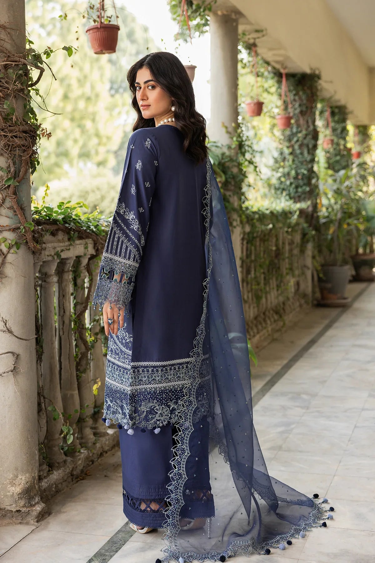 Farasha | Bahaar Embroidered Lawn | Blue Ochre by Farasha - Designer Dress - Type: Ladies Clothes - Available at Libayah - 100% Original
