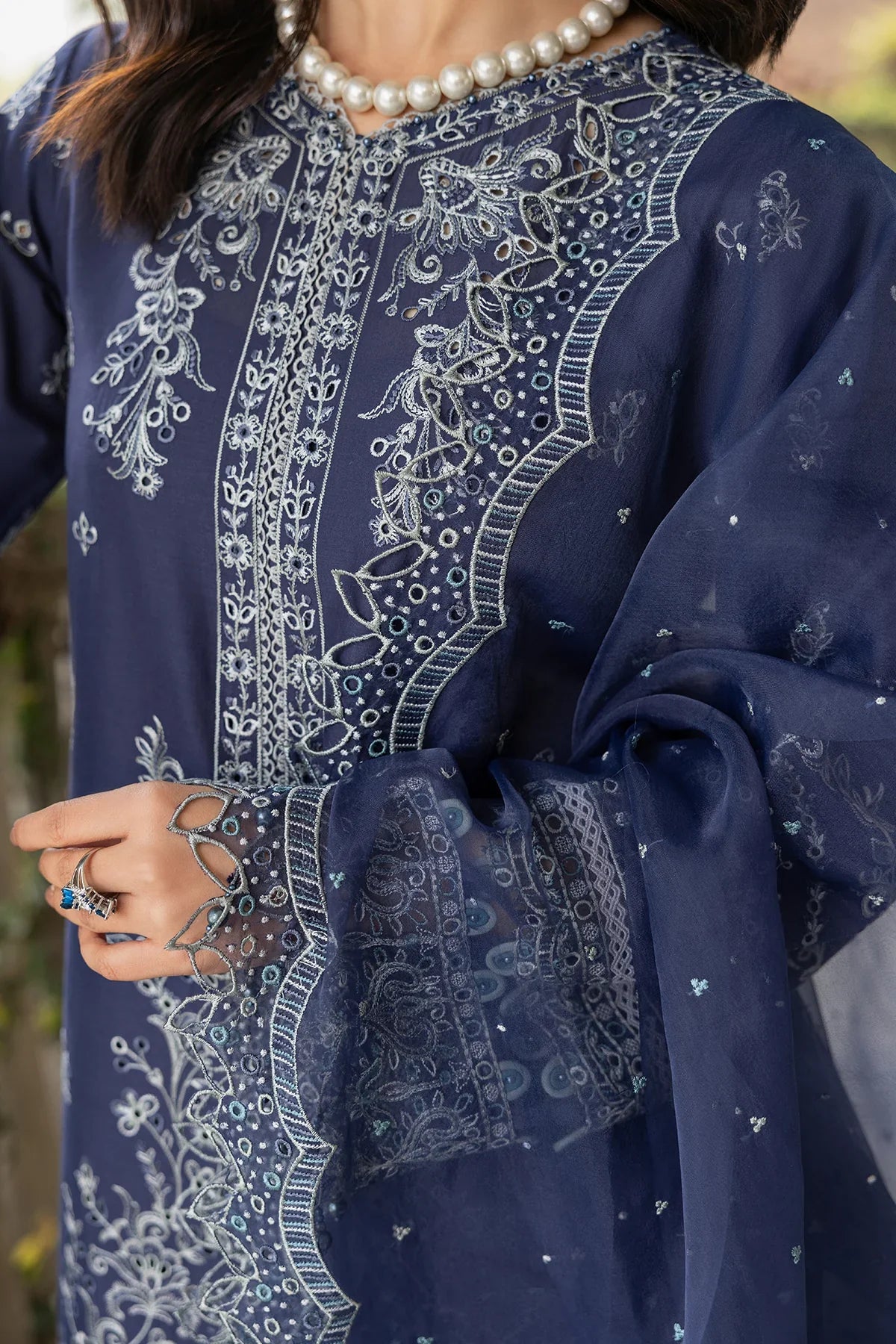 Farasha | Bahaar Embroidered Lawn | Blue Ochre by Farasha - Designer Dress - Type: Ladies Clothes - Available at Libayah - 100% Original
