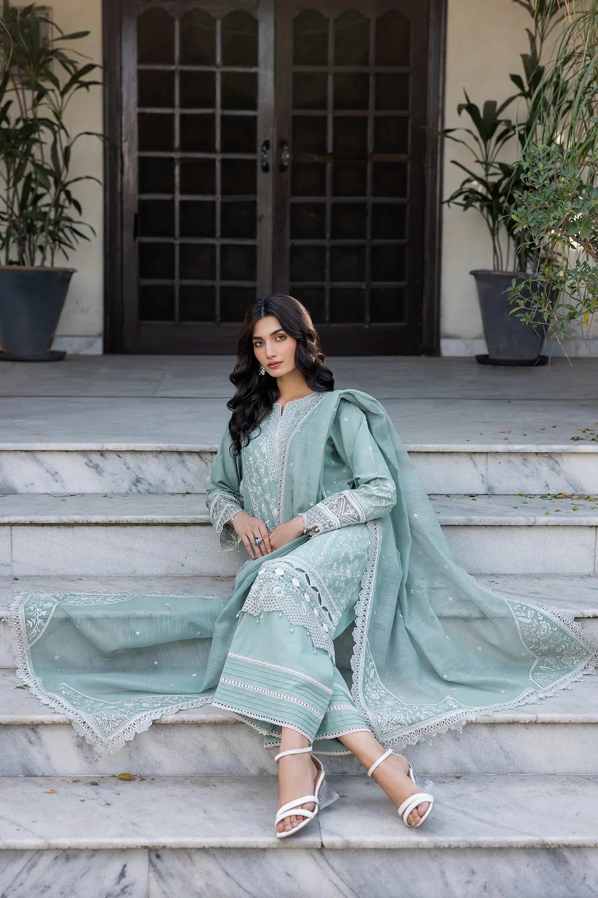 Farasha | Bahaar Embroidered Lawn | Aqua Pearl by Farasha - Designer Dress - Type: Ladies Clothes - Available at Libayah - 100% Original