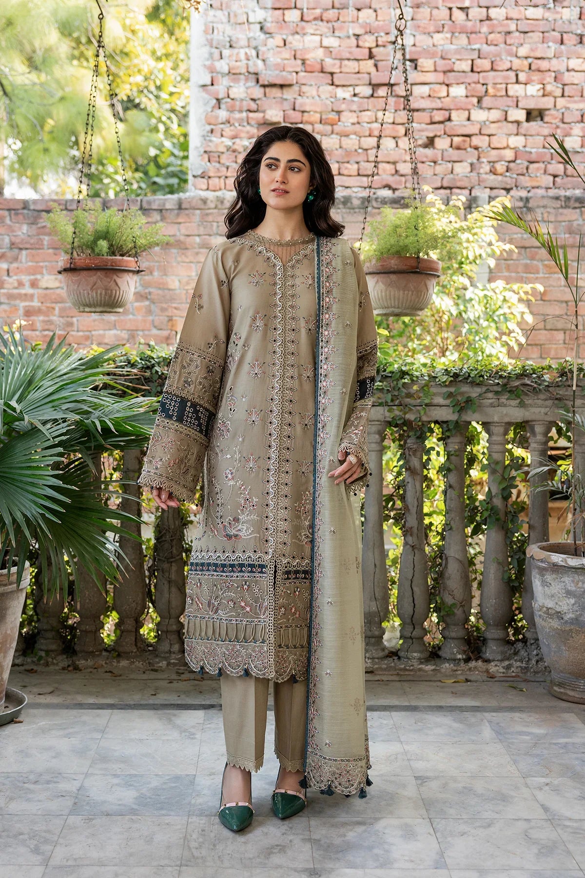 Farasha | Bahaar Embroidered Lawn | Whimsical Sage by Farasha - Designer Dress - Type: Ladies Clothes - Available at Libayah - 100% Original