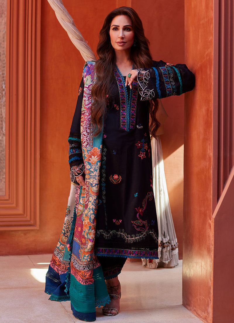 Farah Talib Aziz | Suay Lawn 24 | ILARIA BLACK by Farah Talib Aziz - Designer Dress - Type: Ladies Clothes - Available at Libayah - 100% Original