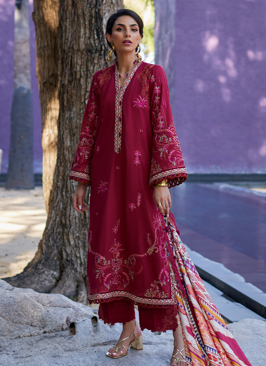 Farah Talib Aziz | Suay Lawn 24 | ENZO RED by Farah Talib Aziz - Designer Dress - Type: Ladies Clothes - Available at Libayah - 100% Original