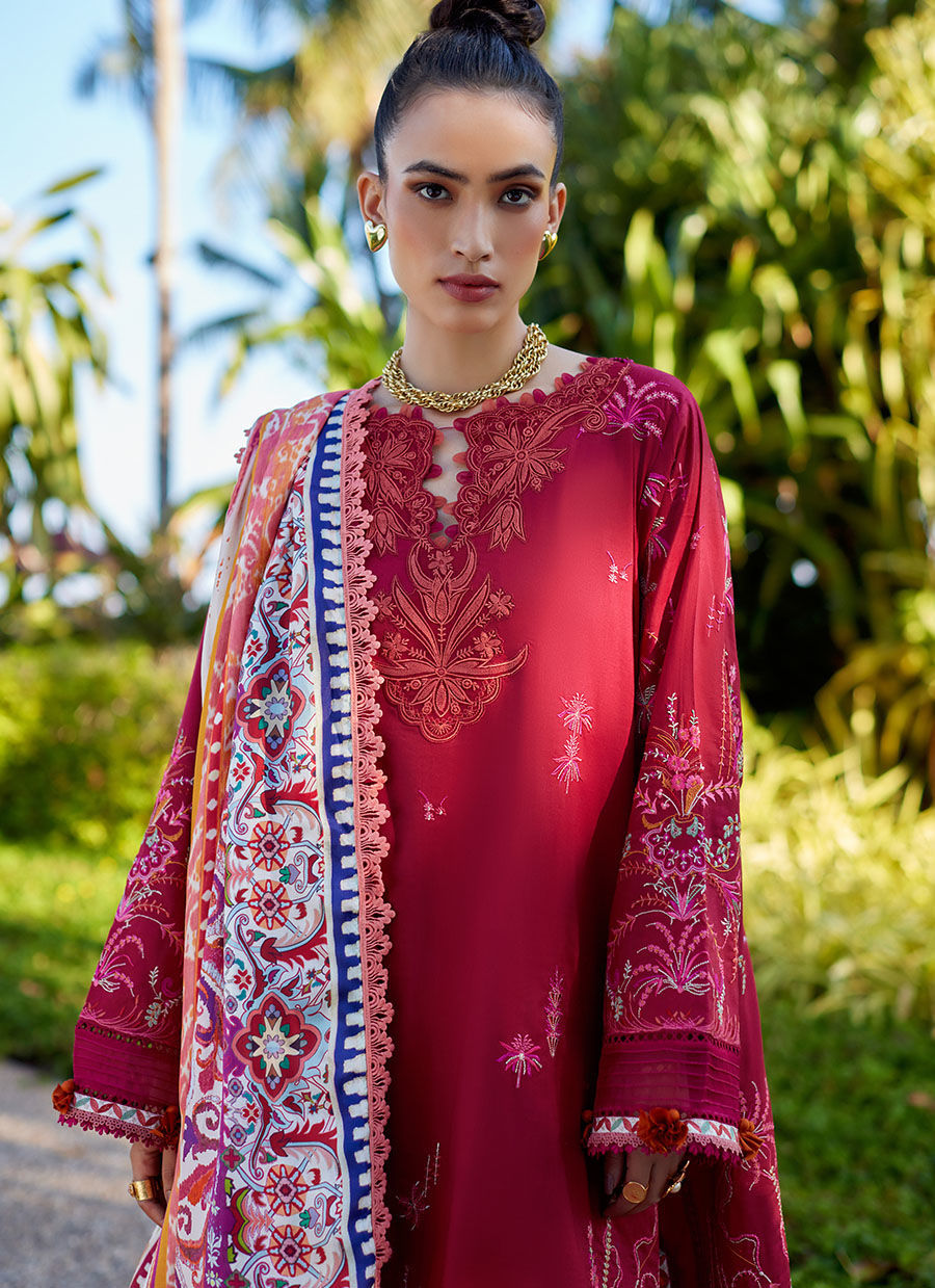 Farah Talib Aziz | Suay Lawn 24 | ENZO RED by Farah Talib Aziz - Designer Dress - Type: Ladies Clothes - Available at Libayah - 100% Original