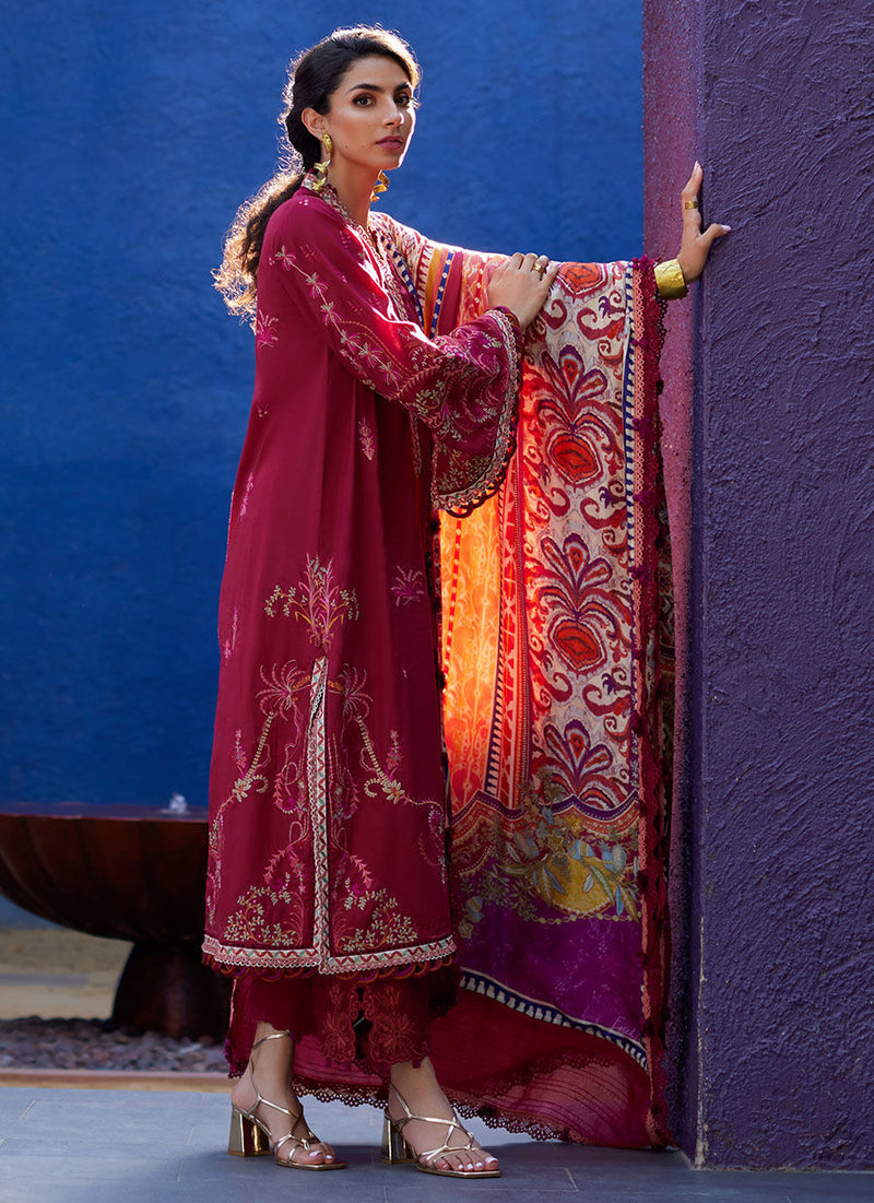 Farah Talib Aziz | Suay Lawn 24 | ENZO RED by Farah Talib Aziz - Designer Dress - Type: Ladies Clothes - Available at Libayah - 100% Original