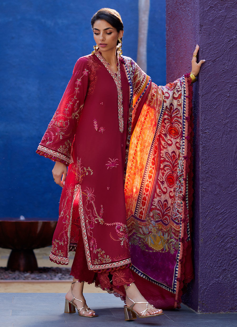 Farah Talib Aziz | Suay Lawn 24 | ENZO RED by Farah Talib Aziz - Designer Dress - Type: Ladies Clothes - Available at Libayah - 100% Original