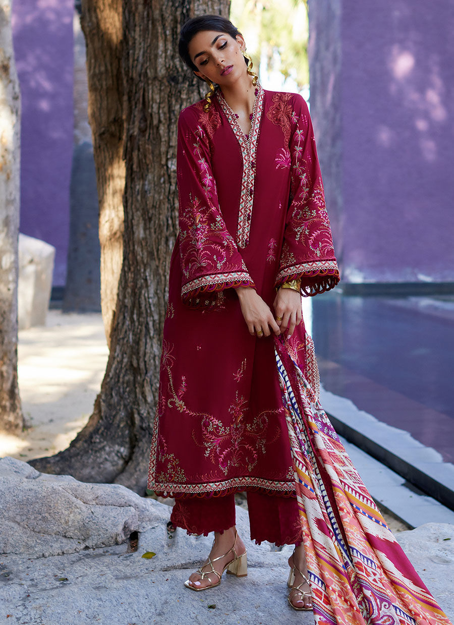 Farah Talib Aziz | Suay Lawn 24 | ENZO RED by Farah Talib Aziz - Designer Dress - Type: Ladies Clothes - Available at Libayah - 100% Original