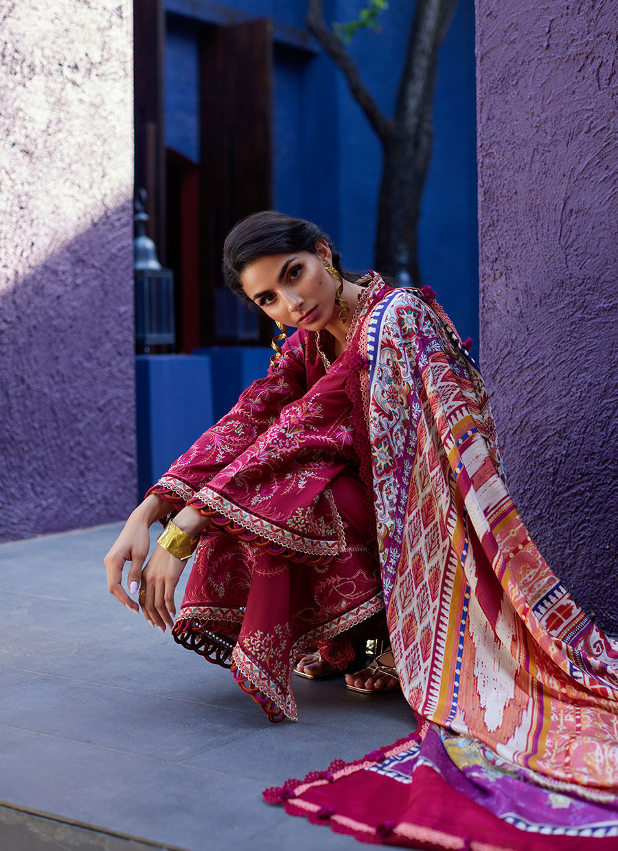 Farah Talib Aziz | Suay Lawn 24 | ENZO RED by Farah Talib Aziz - Designer Dress - Type: Ladies Clothes - Available at Libayah - 100% Original