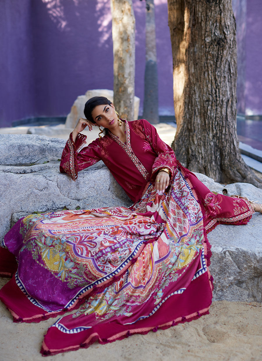 Farah Talib Aziz | Suay Lawn 24 | ENZO RED by Farah Talib Aziz - Designer Dress - Type: Ladies Clothes - Available at Libayah - 100% Original