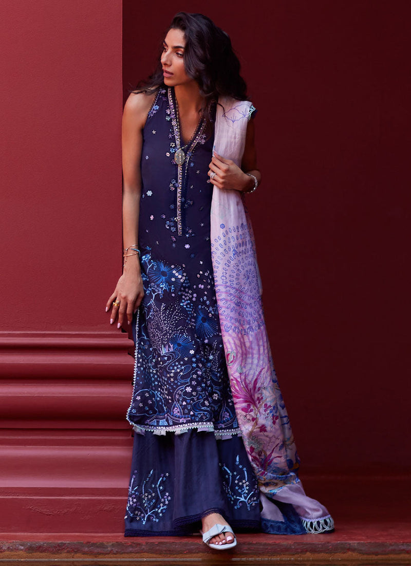 Farah Talib Aziz | Suay Lawn 24 | IZEA BLUE by Farah Talib Aziz - Designer Dress - Type: Ladies Clothes - Available at Libayah - 100% Original
