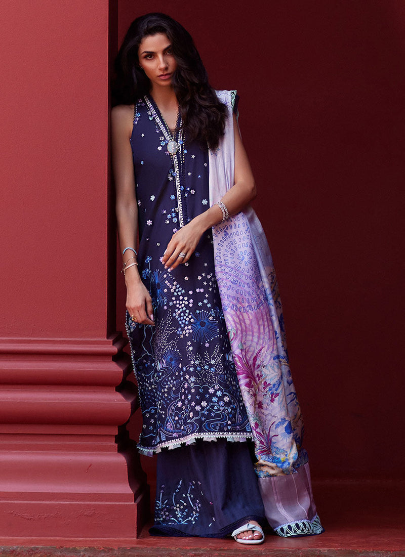 Farah Talib Aziz | Suay Lawn 24 | IZEA BLUE by Farah Talib Aziz - Designer Dress - Type: Ladies Clothes - Available at Libayah - 100% Original