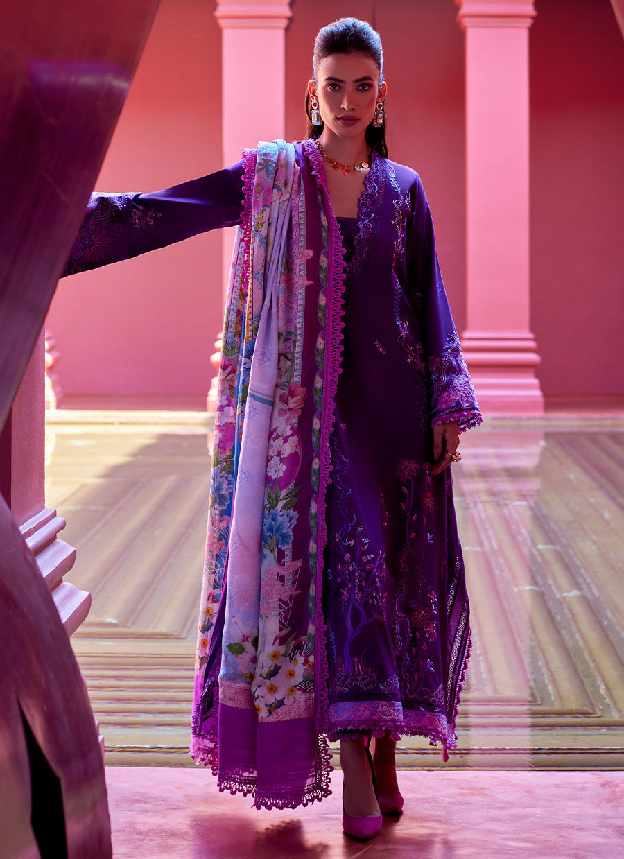 Farah Talib Aziz | Suay Lawn 24 | YURI PURPLE by Farah Talib Aziz - Designer Dress - Type: Ladies Clothes - Available at Libayah - 100% Original