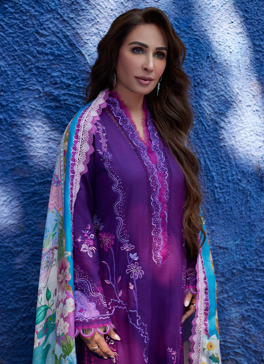 Farah Talib Aziz | Suay Lawn 24 | YURI PURPLE by Farah Talib Aziz - Designer Dress - Type: Ladies Clothes - Available at Libayah - 100% Original