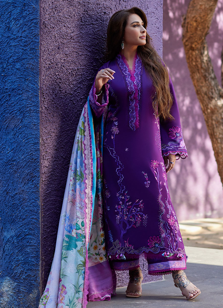 Farah Talib Aziz | Suay Lawn 24 | YURI PURPLE by Farah Talib Aziz - Designer Dress - Type: Ladies Clothes - Available at Libayah - 100% Original