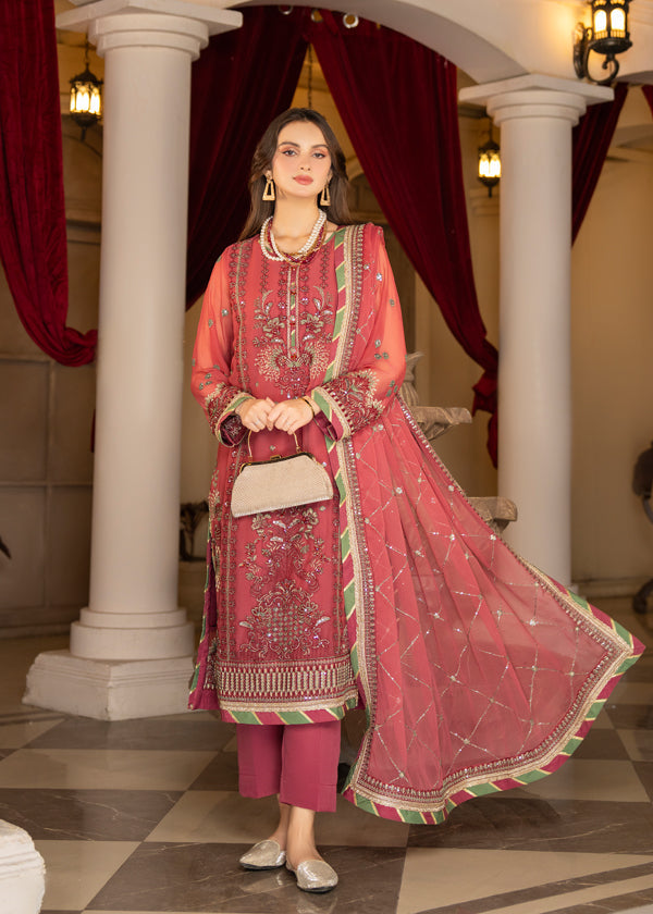 Strawberry | Rimjhim Chiffon Collection | FLS-RJ-003 by Strawberry - Designer Dress - Type: Ladies Clothes - Available at Libayah - 100% Original
