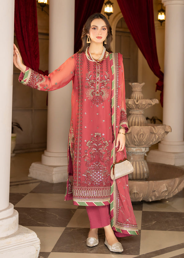 Strawberry | Rimjhim Chiffon Collection | FLS-RJ-003 by Strawberry - Designer Dress - Type: Ladies Clothes - Available at Libayah - 100% Original