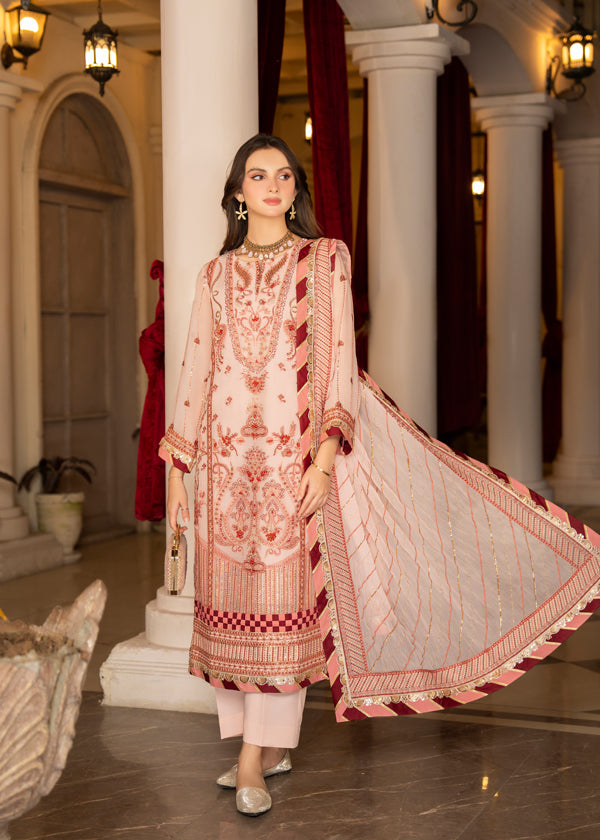 Strawberry | Rimjhim Chiffon Collection | FLS-RJ-006 by Strawberry - Designer Dress - Type: Ladies Clothes - Available at Libayah - 100% Original