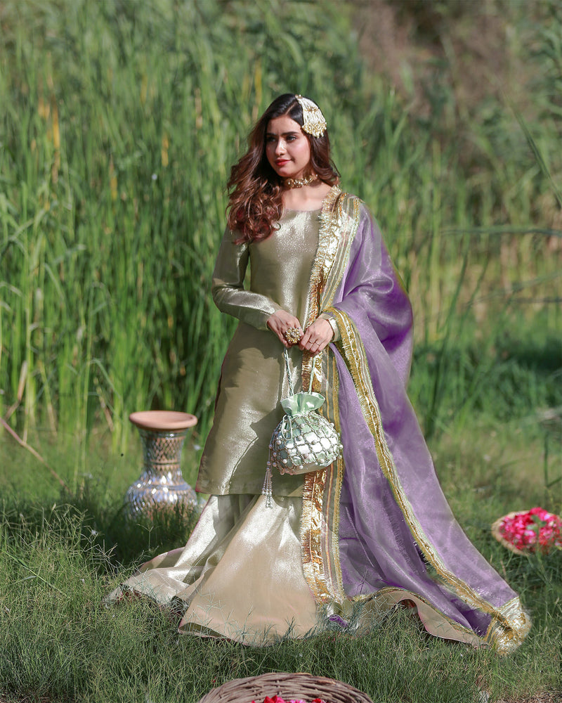 Zar | Gharara Formals | Gold/Purple by Zar - Designer Dress - Type: Ladies Clothes - Available at Libayah - 100% Original