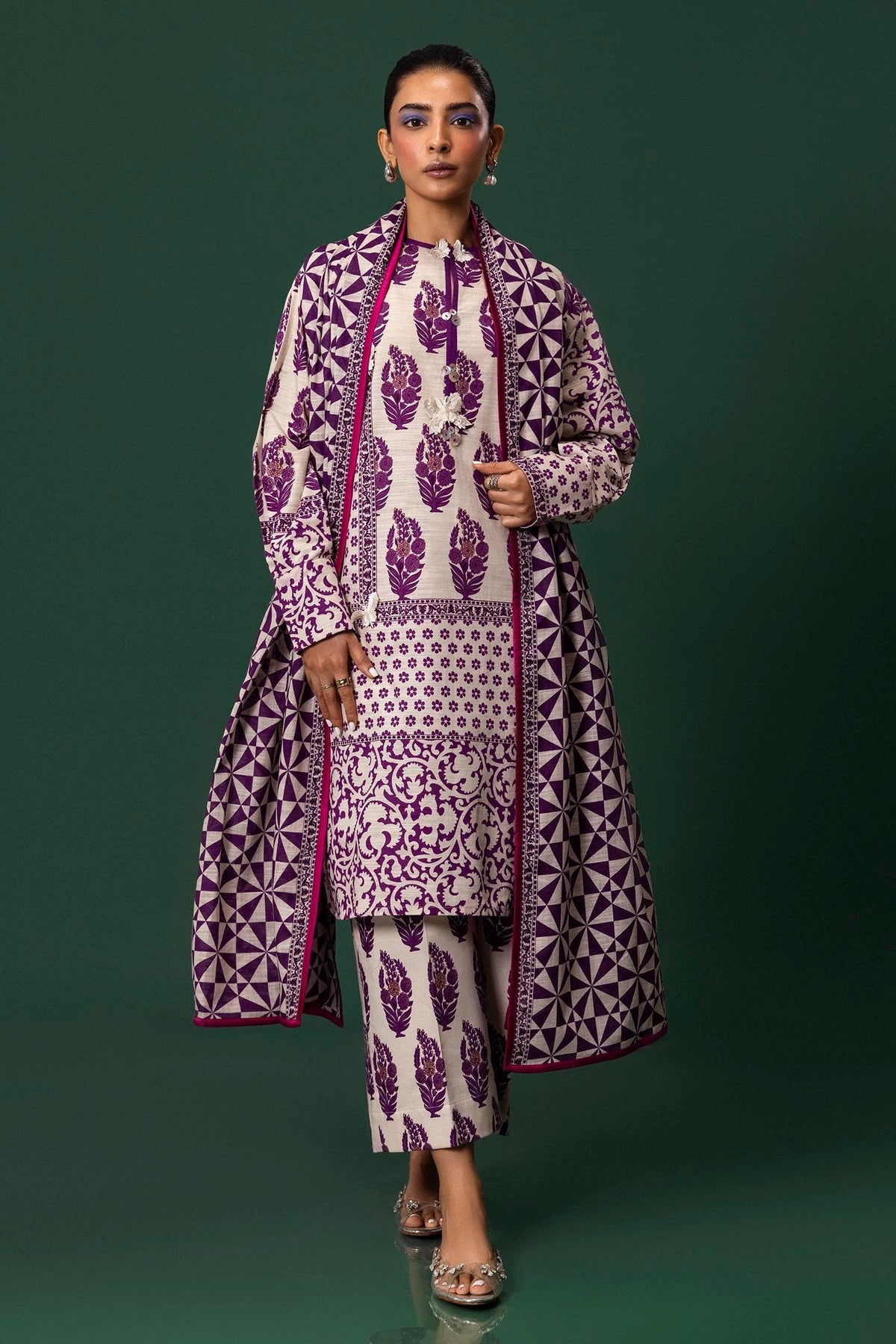 Sana Safinaz | Mahay Winter 24 | H243-009A-3CQ by Sana Safinaz - Designer Dress - Type: Luxury - Available at Libayah - 100% Original