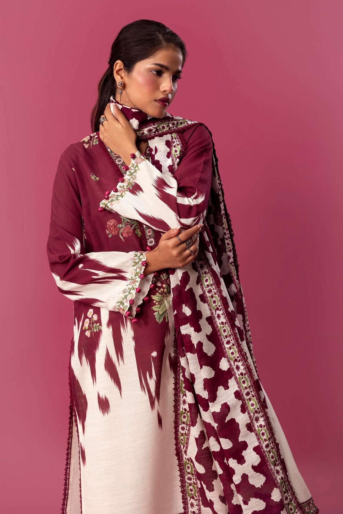 Sana Safinaz | Mahay Winter 24 | H243-021A-2BQ by Sana Safinaz - Designer Dress - Type: Luxury - Available at Libayah - 100% Original