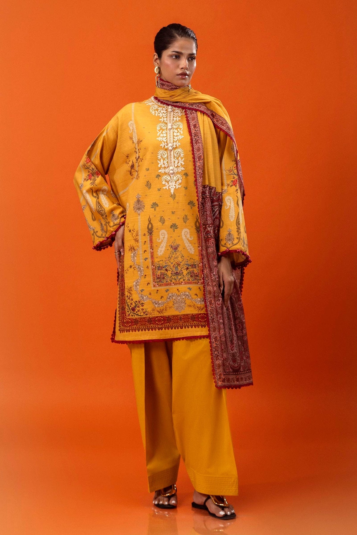 Sana Safinaz  | Mahay Winter 24 | H243-025A-3CQ by Sana Safinaz - Designer Dress - Type: Luxury - Available at Libayah - 100% Original