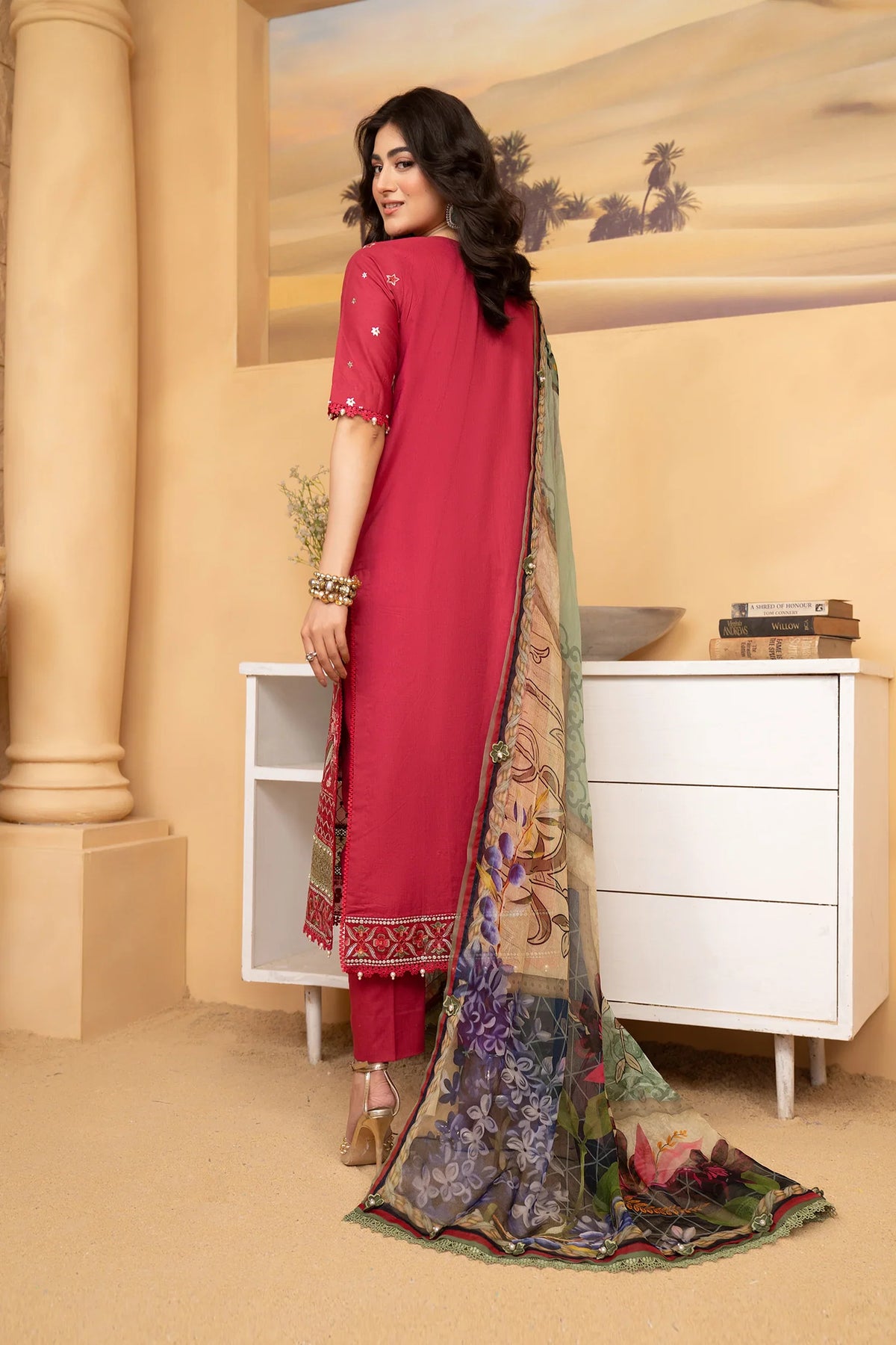 Hemstitch | Summer Luxury Lawn 24 | Scarlet Red by Hemstitch - Designer Dress - Type: Ladies Clothes - Available at Libayah - 100% Original