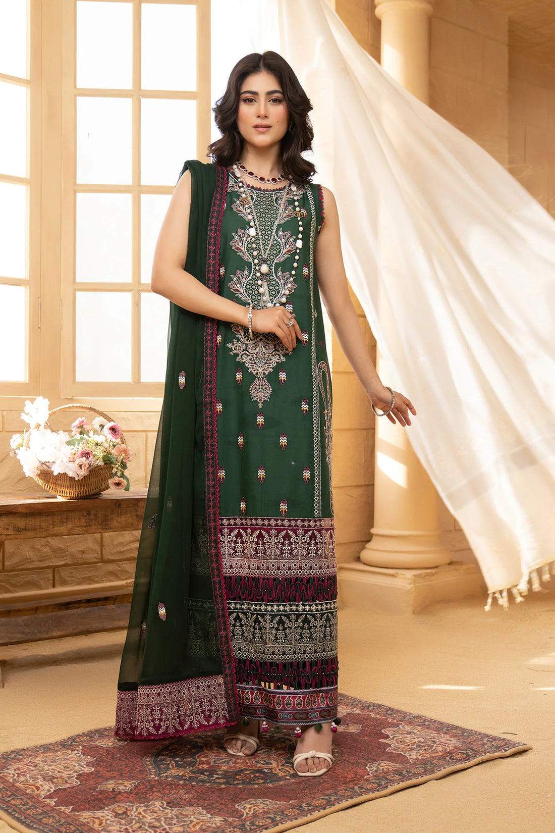 Hemstitch | Summer Luxury Lawn 24 | Bottle Green by Hemstitch - Designer Dress - Type: Ladies Clothes - Available at Libayah - 100% Original
