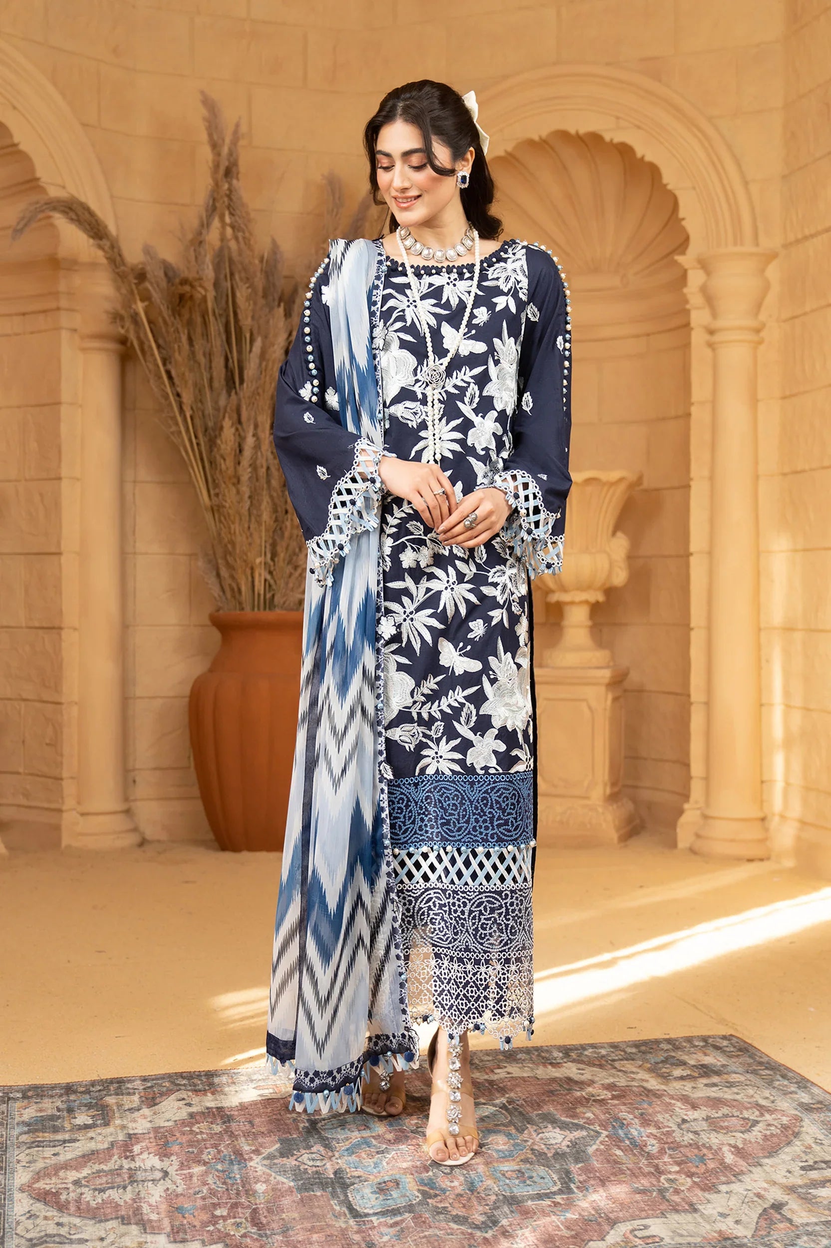 Hemstitch | Summer Luxury Lawn 24 | Ice Blue by Hemstitch - Designer Dress - Type: Ladies Clothes - Available at Libayah - 100% Original