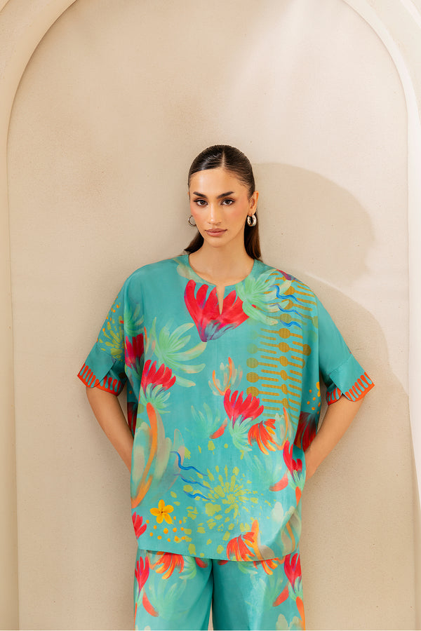 SUNSET SAMBA - SRSP-25-03 – authentic Pakistani dress from the Saira Rizwan Silk Coords 25 collection for women in the UK.