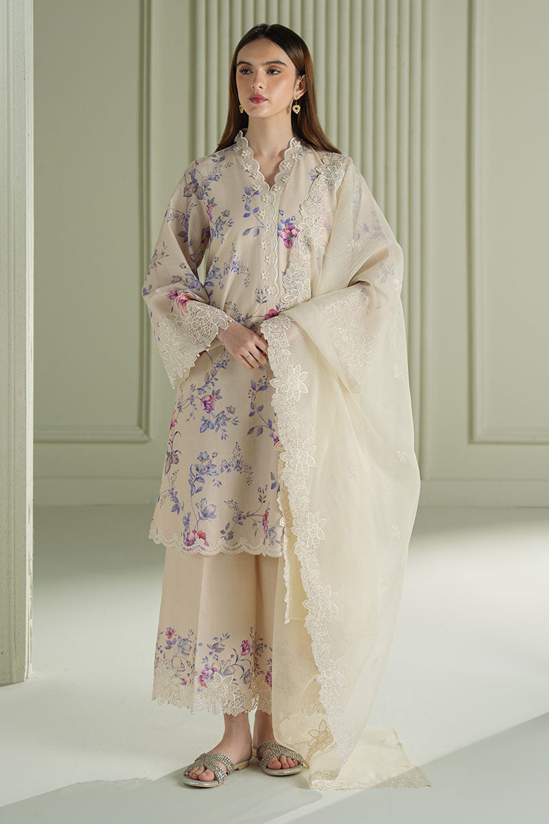 Mahnur | Twilight Luxury Lawn 25 | BLOOMING SAND by Cross Stitch - Designer Dress - Type: Ladies Clothes - Available at Libayah - 100% Original