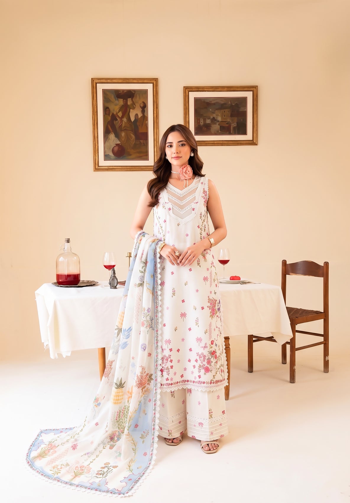 Faiza Faisal | FNF Printed Lawn | IVORY GRACE by Faiza Faisal - Designer Dress  - Type : Ladies Clothes - Available at Libayah - 100% Original 