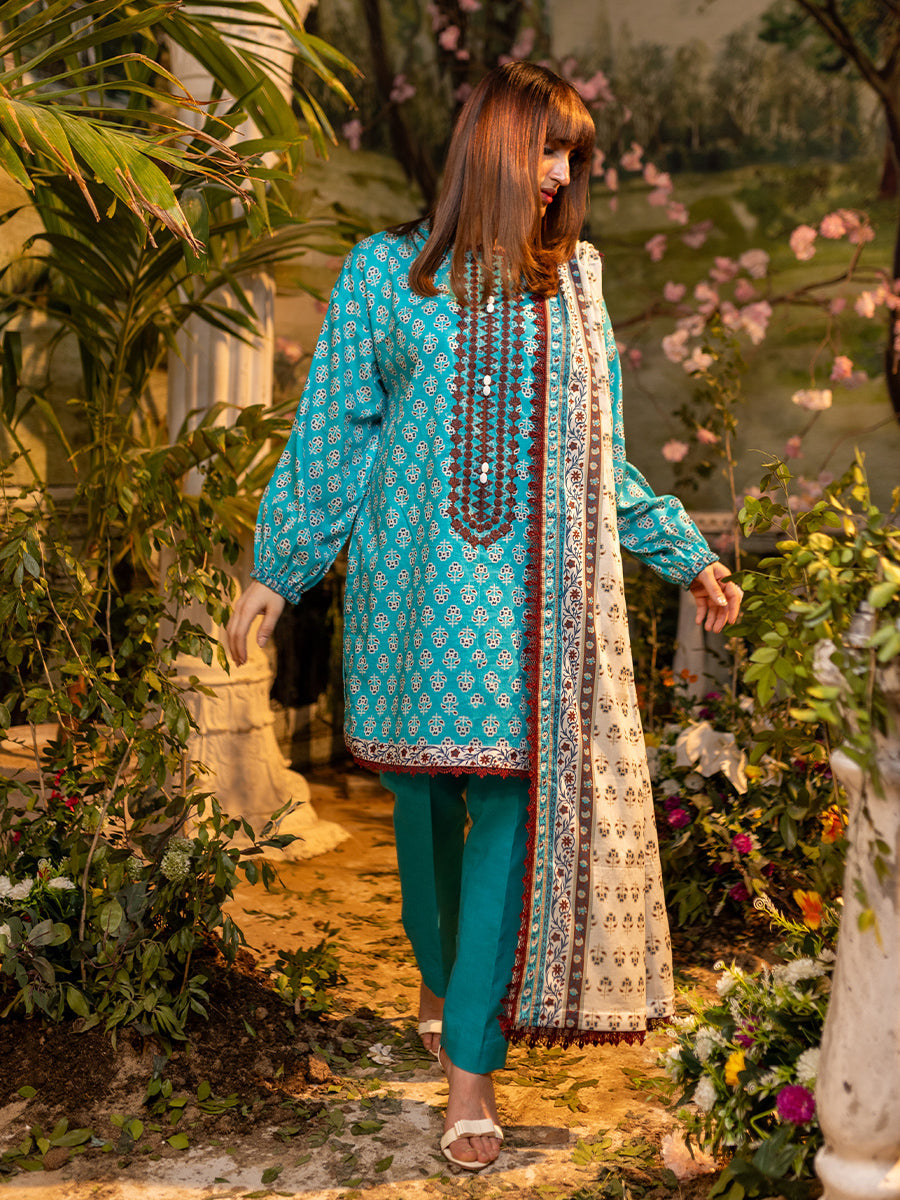 Salitex | Izel Lawn 24 | 3PC UNSTITCHED DIGITAL PRINTED & EMBROIDERED LAWN SUIT by Salitex - Designer Dress - Type: Casuals - Available at Libayah - 100% Original