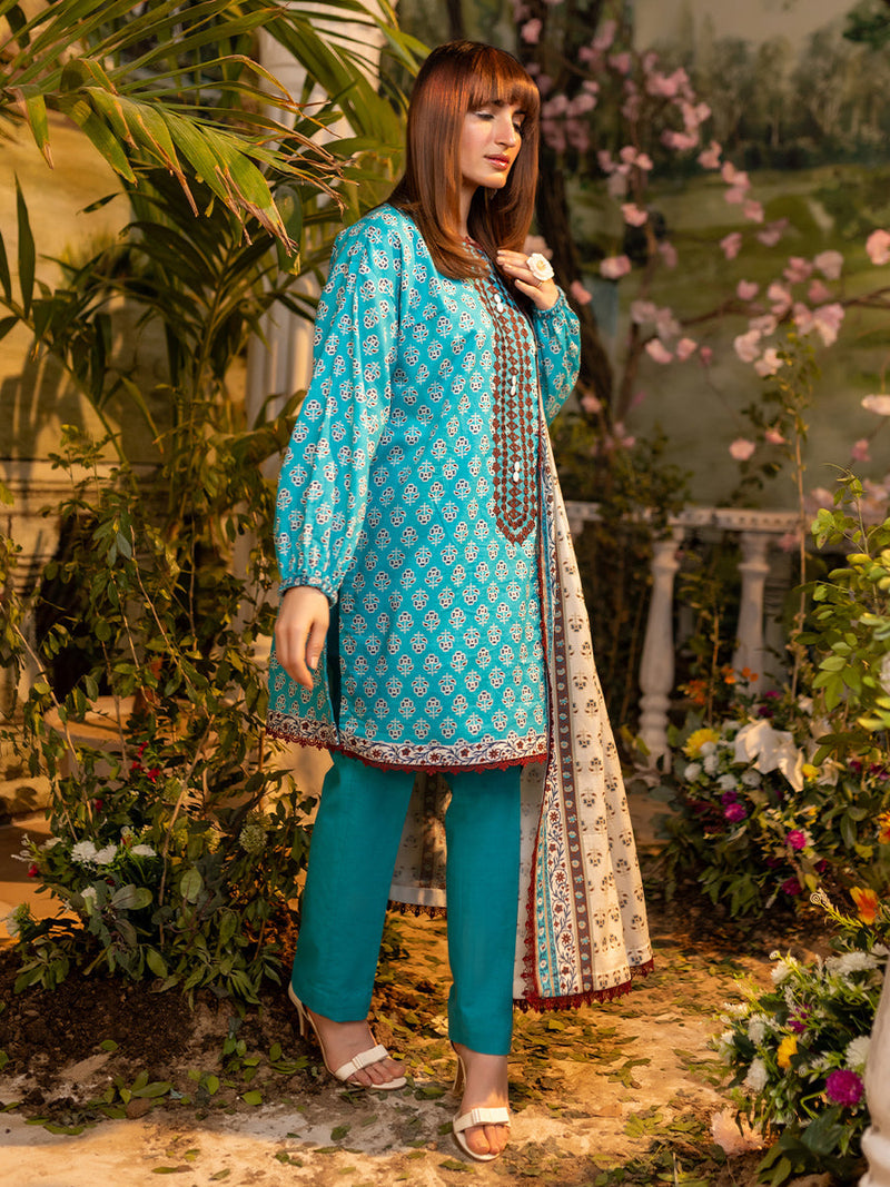 Salitex | Izel Lawn 24 | 3PC UNSTITCHED DIGITAL PRINTED & EMBROIDERED LAWN SUIT by Salitex - Designer Dress - Type: Casuals - Available at Libayah - 100% Original