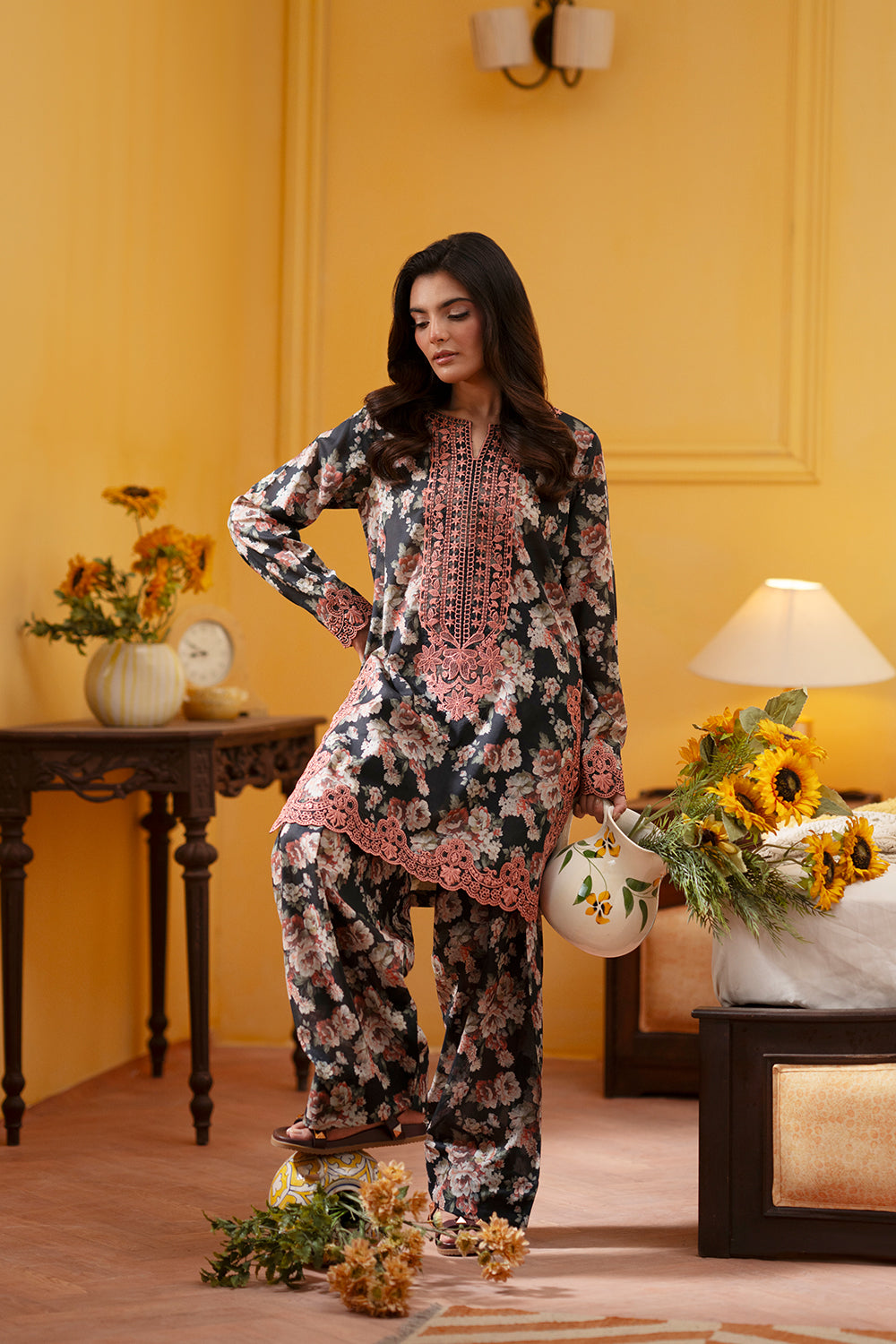 Saira Rizwan | Joolie Co ords | CHARCOAL-JBP25-02 by Saira Rizwan - Designer Dress  - Type : Ladies Clothes - Available at Libayah - 100% Original 