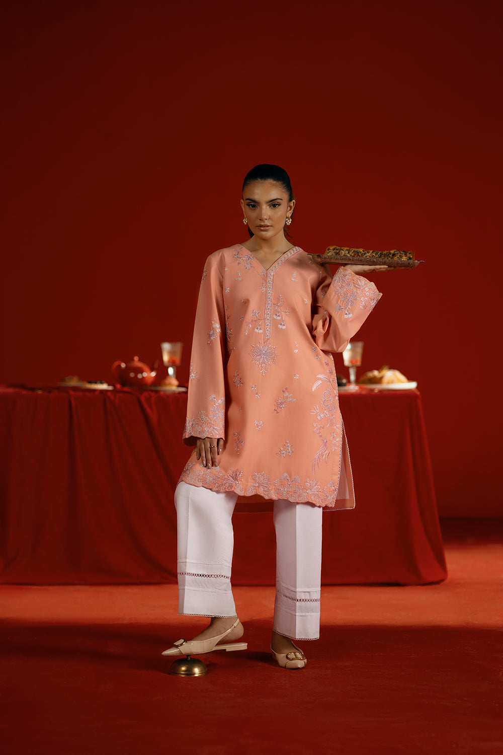 Saira Rizwan | Joolie Co ords | JOOLIE PEACH - JBP25-05 by Saira Rizwan - Designer Dress  - Type : Ladies Clothes - Available at Libayah - 100% Original 