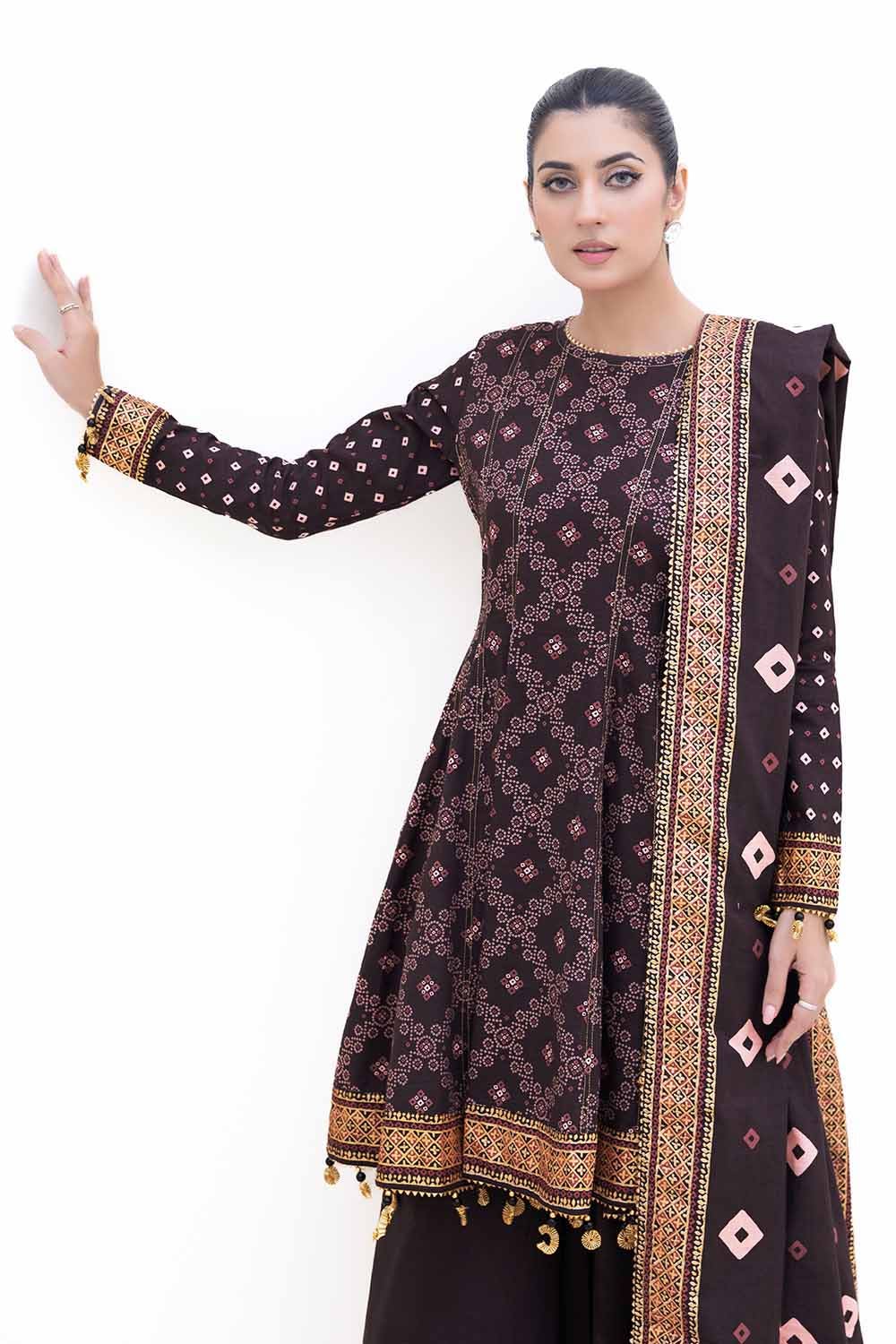 Gul Ahmed | Winter Collection 24 | Khaddar Suit K-42004 T by Gul Ahmed - Designer Dress - Type: Ladies Clothes - Available at Libayah - 100% Original
