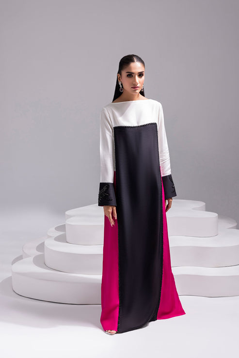 Amani | Aira Festive Wear | LYRA Floor-Length Color Block Kaftan in Raw Silk by Amani - Designer Dress  - Type : Ladies Clothes - Available at Libayah - 100% Original 
