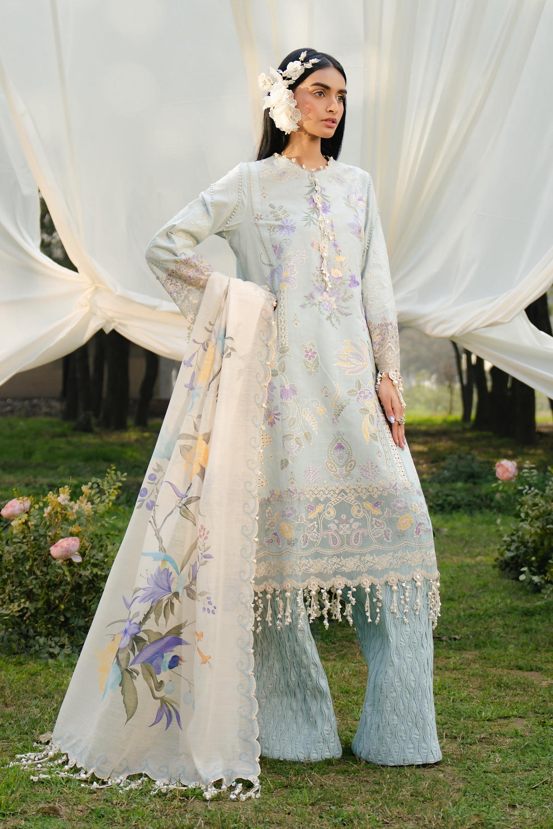 Sana Safinaz | Luxury Lawn 25 | L251-003B-3DI by Sana Safinaz - Designer Dress - Type: Ladies Clothes - Available at Libayah - 100% Original