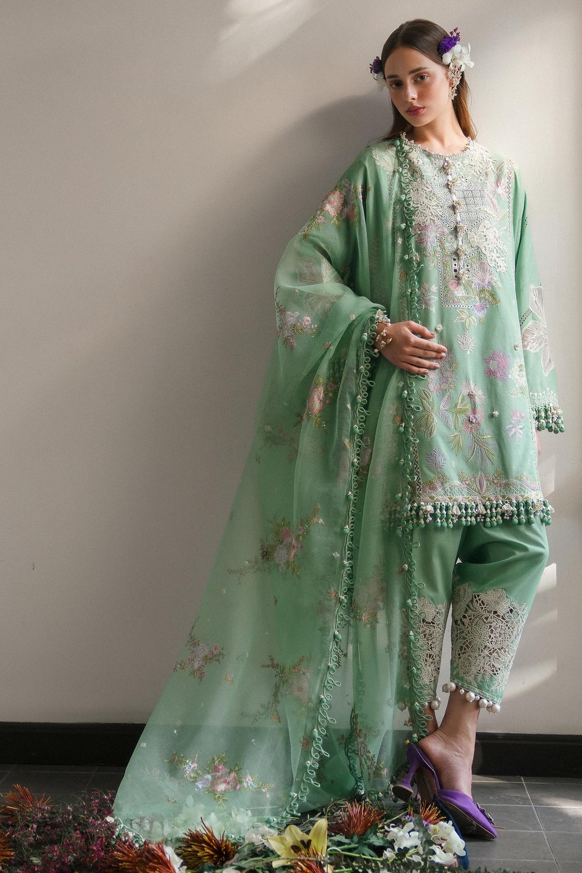 Sana Safinaz | Luxury Lawn 25 | L251-008A-3CT by Sana Safinaz - Designer Dress - Type: Ladies Clothes - Available at Libayah - 100% Original