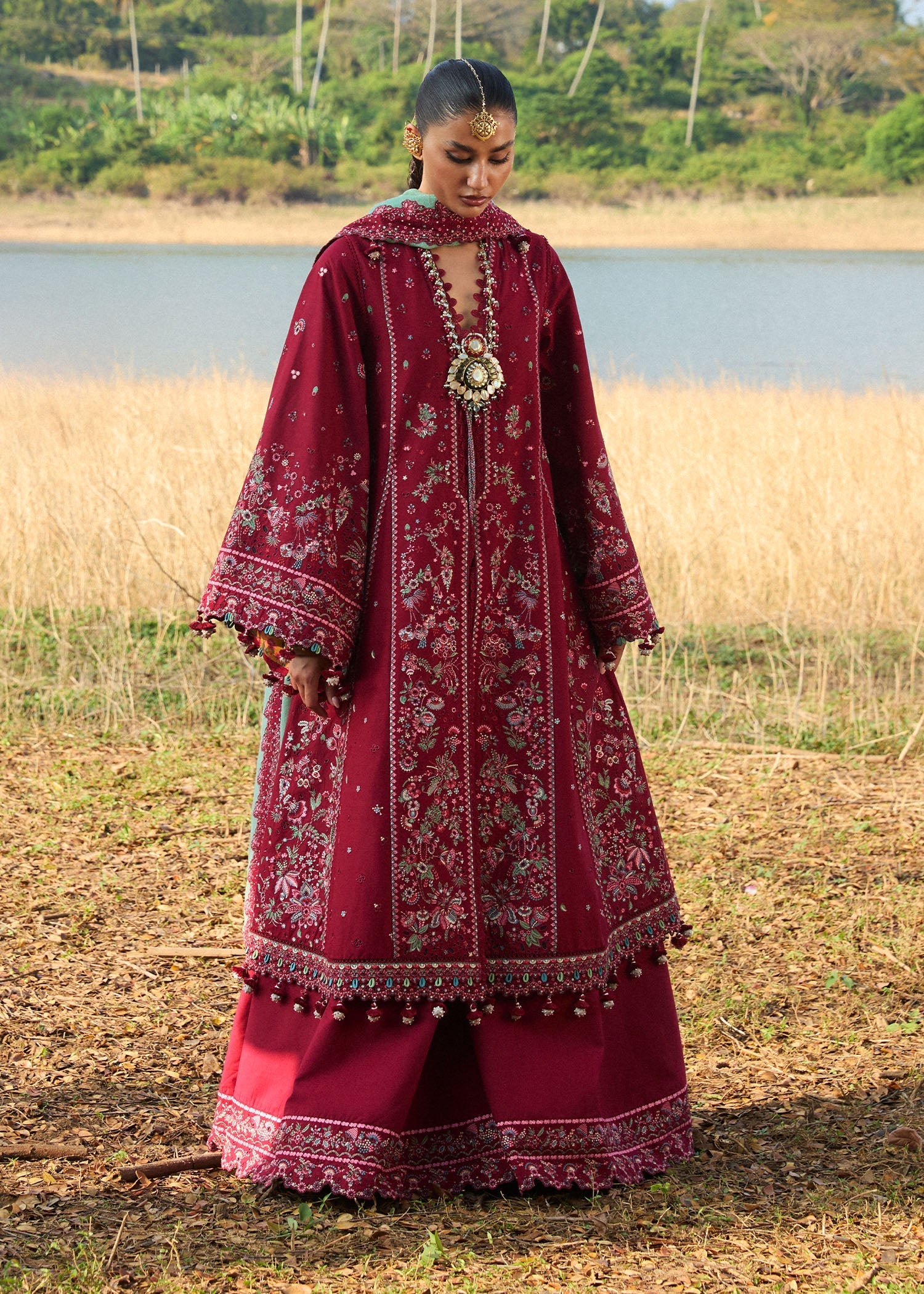 Hussain Rehar | Luxury Lawn 25 | Mahogany by Hussain Rehar - Designer Dress - Type: Ladies Clothes - Available at Libayah - 100% Original