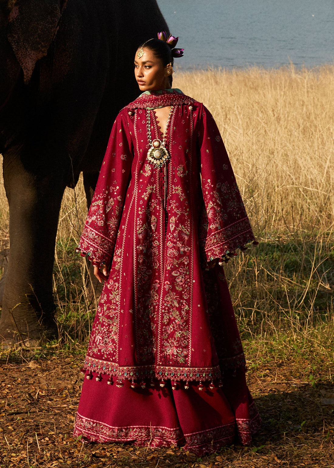 Hussain Rehar | Luxury Lawn 25 | Mahogany by Hussain Rehar - Designer Dress - Type: Ladies Clothes - Available at Libayah - 100% Original