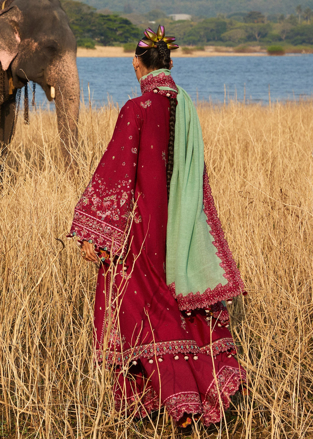 Hussain Rehar | Luxury Lawn 25 | Mahogany by Hussain Rehar - Designer Dress - Type: Ladies Clothes - Available at Libayah - 100% Original