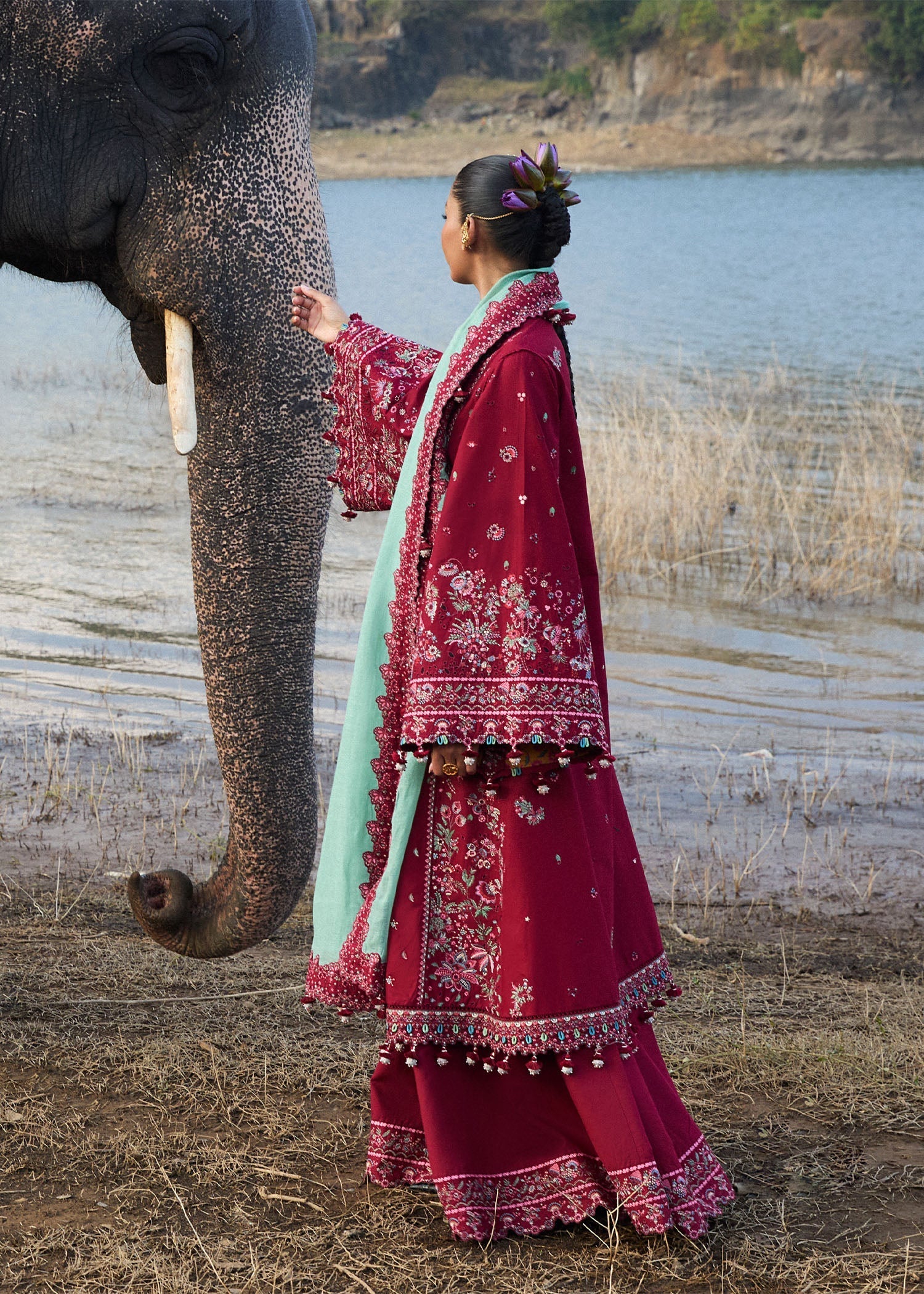 Hussain Rehar | Luxury Lawn 25 | Mahogany by Hussain Rehar - Designer Dress - Type: Ladies Clothes - Available at Libayah - 100% Original